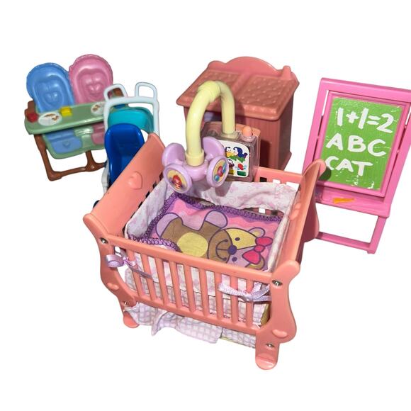 Vintage Fisher Price Loving Family Lot Nursery Furniture crib baby accessories - Picture 4 of 6